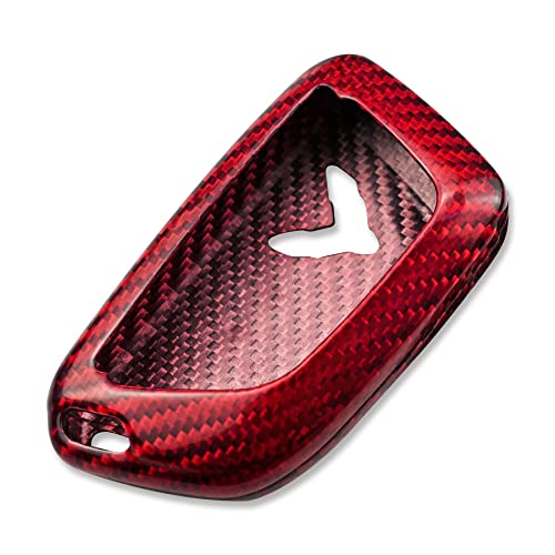 Carbon Fiber Key Fob Case Cover Fit for C8 Corvette 2020 2021 2022Accessories Remote Key Fob Protector Case ( Red )