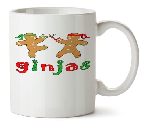 Ginjas Ginger Cookies Ninjas Christmas White Mug Novelty Mug 11 Oz Coffee Tea Funny For Women Men Ceramic White Great Gift Idea Cup