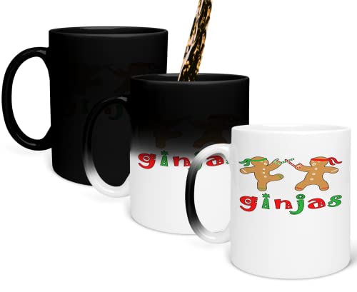 Ginjas Ginger Cookies Ninjas Christmas Magic Mug Color Changing Mug Magic Heat Tea Coffee Mug – Funny Cup, for Office and Home, Dorm Decoration 11 Oz