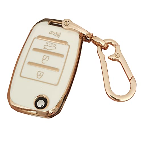 QIXIUBIA for Kia Key Fob Case Cover, Key Fob Shell with KeyChain Fit for Kia Rio Optima Soul Sportage Sorento Carens Smart Remote Fob Keys (Milky-white)