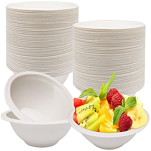 Xilanhhaa Disposable Paper Bowls – 100 Pack 8oz Heavy Duty White Bagasse Bowl,Heat Resistant Biodegradable Bowls for Snacks,Salads,Soup,Barbecue Party Supplies