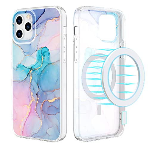 Magnetic Hybrid Case Compatible with iPhone 12/12 Pro 6.1 Case (2020)， Slim TPU Marble Case Compatible with Mag Safe Wireless Charging Designed for iPhone 12/12 Pro 5G 6.1 inch (Marble)