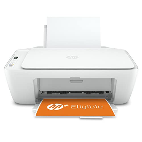 HP DeskJet 27 52e Wireless All-in-One Color Inkjet Printer for Home Office, White – Print Scan Copy – Icon LCD Display, 1200 x 1200 dpi, Dual-Band WiFi, Instant Ink Ready, Cbmoun Printer Cable