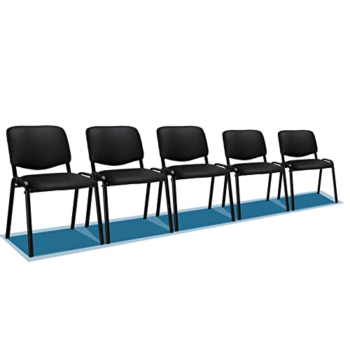 VINGLI Waiting Room Chairs, 5-Pack PU Church Chairs Conference Room Chairs Stackable Chairs, Office Guest Chairs & Reception Chairs Stacking Chairs for Meeting Room, Office Lobby, Simple&Space-Saving