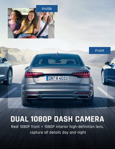 Dual Dash Cam WiFi with App, FOCUWAY 1080P Front and 1080P Inside Dash Camera for Cars, IR Night Vision Dashboard Camera, 3.16” LCD Screen, Parking Monitor, Type-C Port (SD Card Not Included) | The Storepaperoomates Retail Market - Fast Affordable Shopping