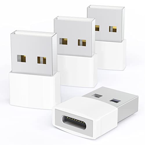Syntech USB to USB C Adapter 4 Pack, Type C Female to USB Male Converter Power Charger Cable Adapter Compatible with MagSafe Apple Watch Series 8/SE/Ultra iPhone 14 Plus Pro Max AirPods Pro, etc