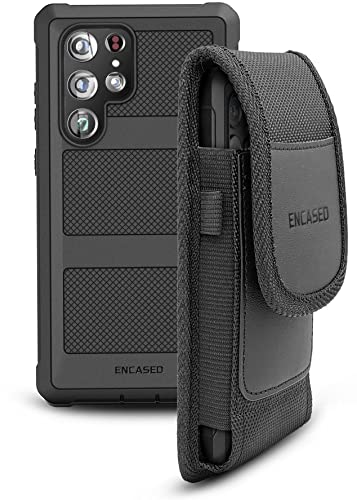 Encased 2-in-1 Belt Pouch with Rugged Case for Samsung Galaxy S22 Ultra – Shockproof Cover with Ballistic Nylon Phone Holster Clip (S22-ULTRA)