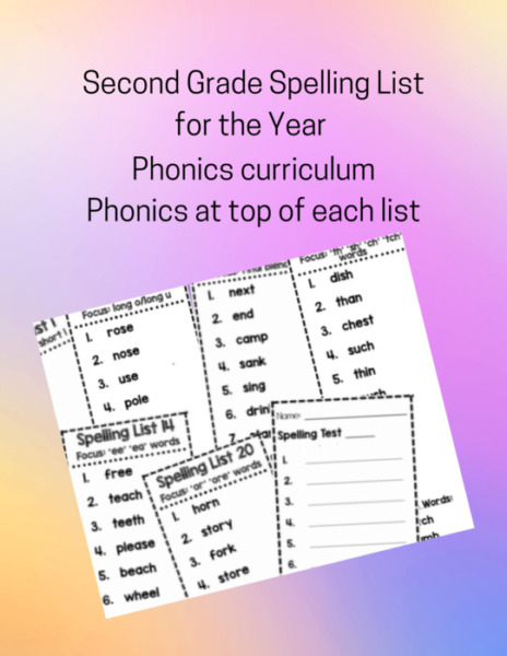 Second Grade Spelling List