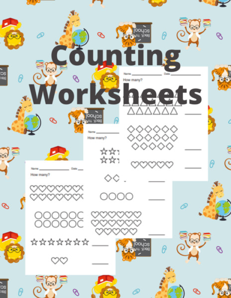 Kindergarten & 1st Grade Shapes & Counting Worksheets