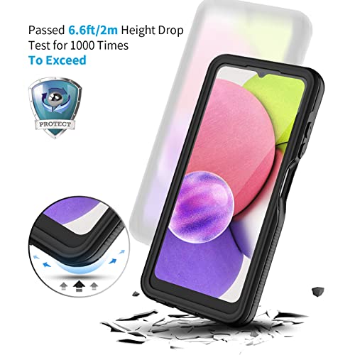 Lanhiem for Samsung Galaxy A03s Phone Case, IP68 Waterproof Dustproof Case with Built-in Screen Protector, Full Body Heavy Duty Shockproof Protective Cover for Samsung A03S (Black/Clear) | The Storepaperoomates Retail Market - Fast Affordable Shopping