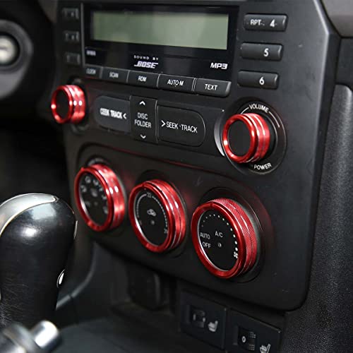 YUECHI for Mazda MX-5 2009-2015 car air Conditioner Volume knob Ring Aluminum Alloy Decorative Accessories (Red)