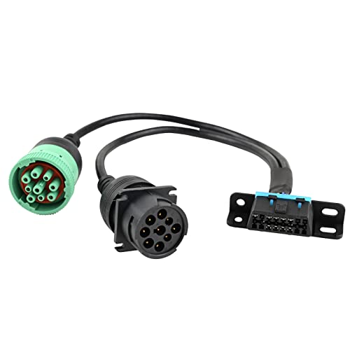 OLLGEN 30cm/12 OBD II 16 Pin Splitter Y Open Cable with Underdash Mount Bracket for GPS Tracker Device (J1962 16 Pin Female to J1939 9 Pin Male to Female)
