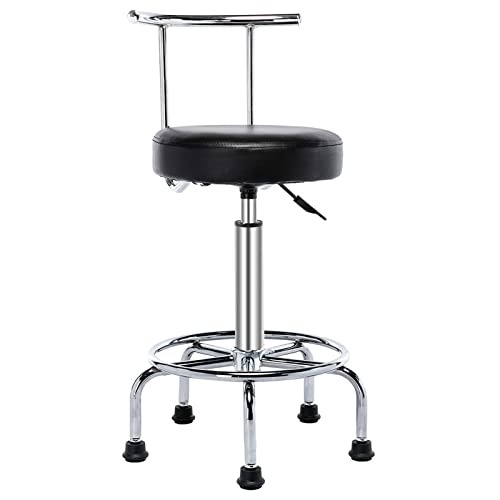 CoVibrant Replaceable Shop Stool with Extra 5 Wheels Swivel Adjustable Garage Stool with Backrest