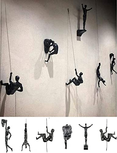 NARABB Climbing Man Wall Art Sculpture Durable Polyresin,Vintage Resin Creative Hanging Figurine Home Office Decor Statue – Unique Climber Sculpture (6PC)