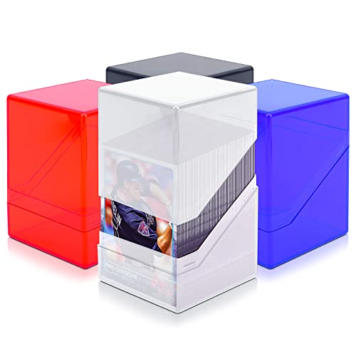 4 Pack Card Deck Cases for Trading Cards, Acrylic Card Storage Boxes Holding 100+ Sleeved Cards Fit for YuGiOh, MTG and Sport Cards (4 Colors)