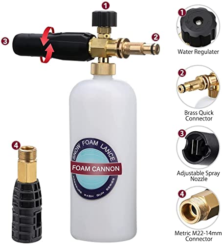 MATCEE Foam Cannon for Sun Joe SPX Series Pressure Washer Adjustable Snow Foam Lance Power Washer Gun Jet Wash Brass Quick Connector Foam Blaster 0.22 Gallon Bottle | The Storepaperoomates Retail Market - Fast Affordable Shopping
