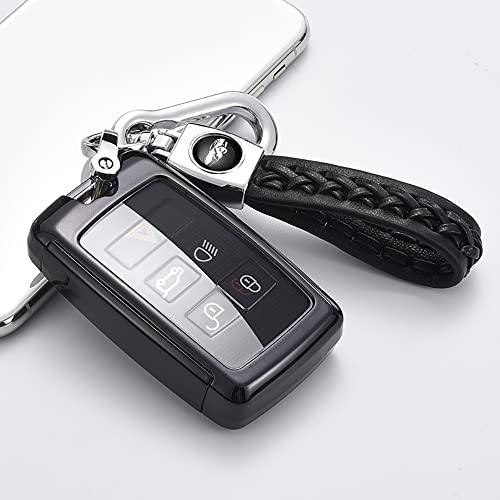 ontto for Land Rover Key Cover Stylish Key Holder TPU Key Case Durable Key Protector Fit for Range Rover Evoque Velar Discovery 5 Black