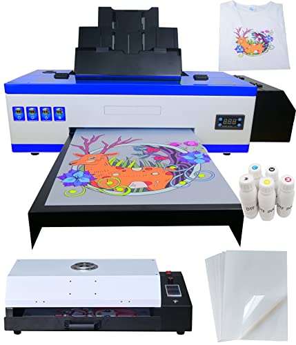 PUNEHOD A3 DTF Printer,L1800 T-Shirt Transfer Printer with White Ink Circulatory for DIY Direct Print T-Shirts, Hoodie,Fabrics (DTF Printer + Oven)