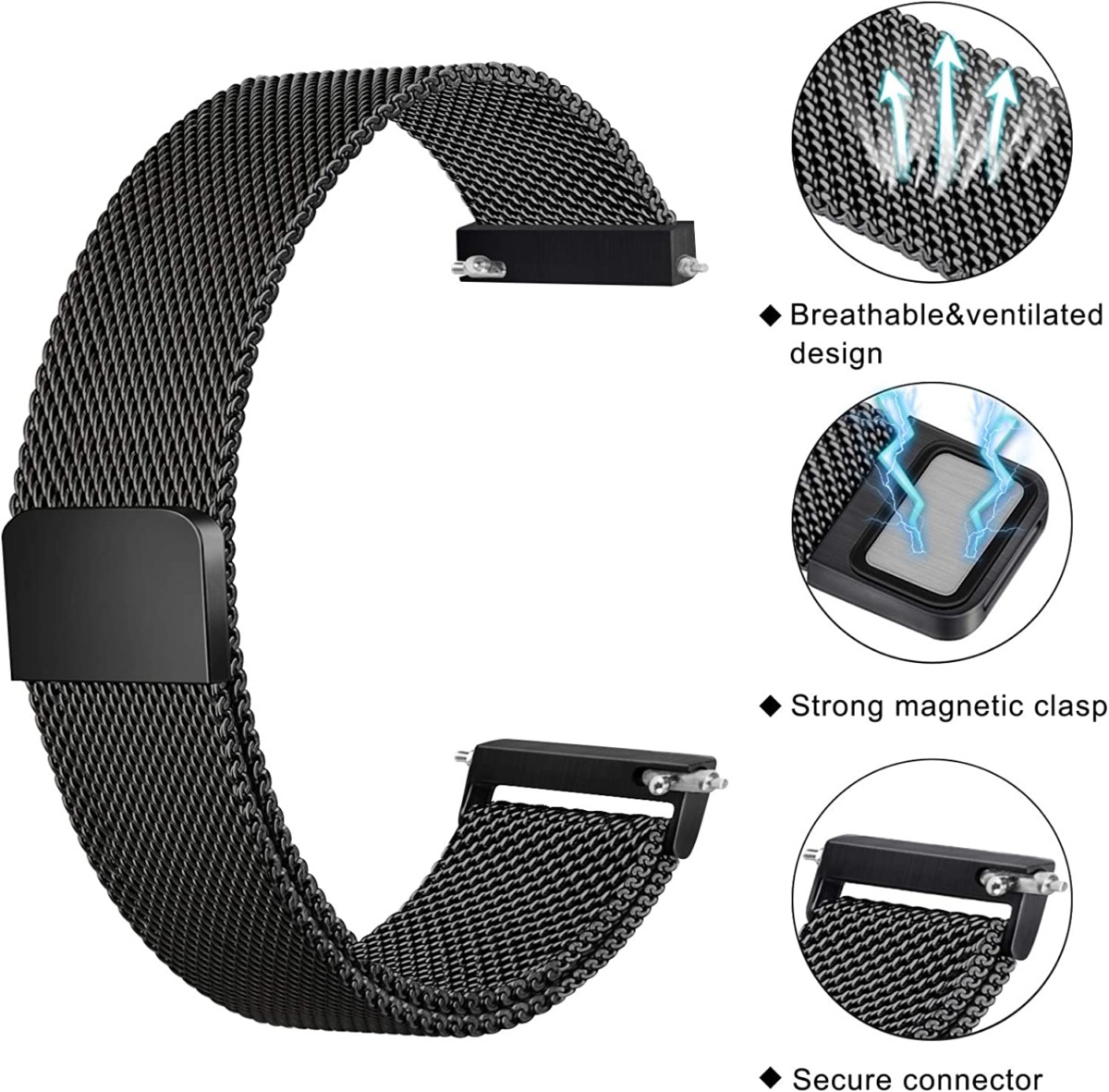 Amzpas Metal Bands for Samsung Galaxy Watch 4 Band 40mm 44mm, Samsung Galaxy Watch 4 Classic Band 42mm 46mm,20mm Stainless Steel Replacement Strap for Galaxy Watch 4 Women Men | The Storepaperoomates Retail Market - Fast Affordable Shopping