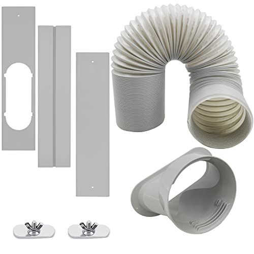 MQIDLFE Portable Air Conditioner Window Vent Kit with 5.1” Exhaust Hose 5 Piece Window Seal for Portable Air Conditioner A/C Unit Universal for Sliding Horizontal or Vertical Windows
