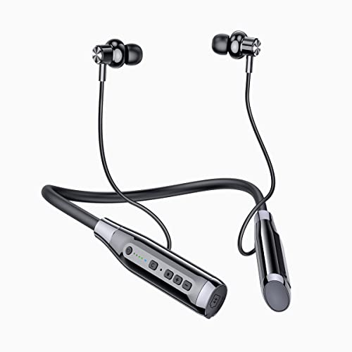 LHJRY 100 Hours Playtime Bluetooth Headphones with Mic, Magnetic, TF Card Slot, Light&Comfortable Wireless Neckband Headset, IPX5 Waterproof Sport Earbuds for Home Office Gym