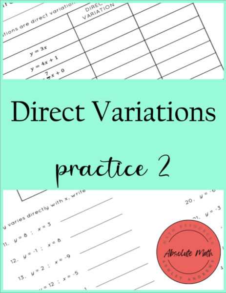 Direct Variations Practice 2