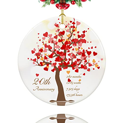 20th Anniversary Ornament, Gifts for 20th Wedding Anniversary, 20 Year Anniversary Mr and Mrs Gifts for Couple,Wife,Her, Valentines Day Gifts for Her,Him