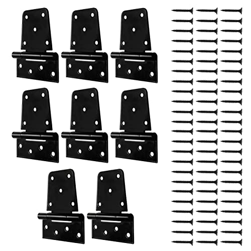 Heavy Duty Hinges for Gates (8 Pack) – Black Iron Tee Strap Black Door Hinges w/ 72 Stainless Steel Screws – Sturdy, Easy to Install Fence Gate Kit for Outdoor, Indoor – Self Closing Gate Hinges