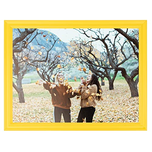 ArtToFrames 8×10 Inch Yellow Picture Frame, This 1 Inch Custom Wood Poster Frame is Yellow – Comes with Foam Backing 3/16 inch and Regular Glass (FBPL0066-60823-YYLW-8×10)