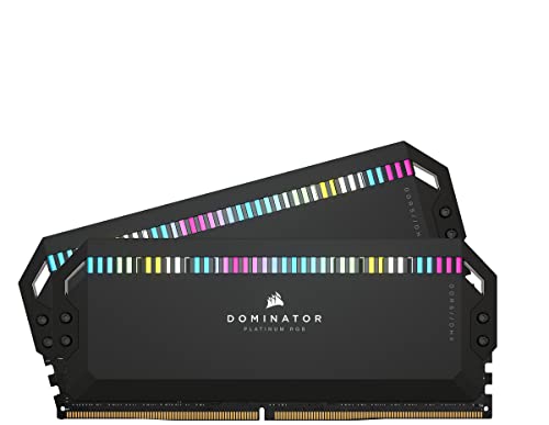 Corsair Dominator Platinum RGB DDR5 32GB (2x16GB) 5200MHz C40 Intel Optimized Desktop Memory (Onboard Voltage Regulation, Patented CORSAIR DHX Cooling, 12 Ultra-Bright CAPELLIX RGB LEDs) Black