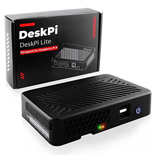 GeeekPi DeskPi Lite Raspberry Pi 4 Case with Power Button/ Heatsink with PWM Fan/ Dual Full-Size HDMI/Extra Two USB Port for Raspberry Pi 4B
