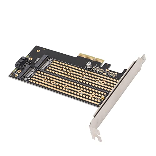 Shanrya Adapter Card, Sturdy Durable Hard Drive Reader Dual M.2 Long Service Life SSD to PCIE 4X for Computer for Laptop