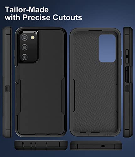 Dahkoiz for Samsung Galaxy A03S Case, with Tempered Glass Screen Protector and Dust Proof Port Cover, Full Body Protection Rubber Cover Phone Case for Samsung Galaxy A03S/A02S, Black/Black | The Storepaperoomates Retail Market - Fast Affordable Shopping