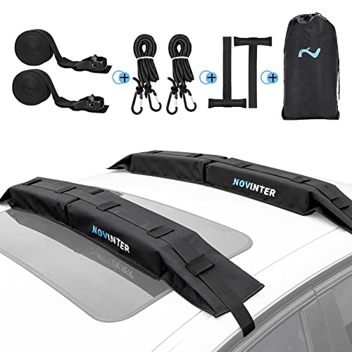 Novinter Kayak Roof Rack, Soft Roof Rack Pads for Kayak/Canoe/Surfboard/SUP/Snowboard with 2 Tie Down Straps, 2 Tie Down Rope, 2 Quick Loop Strap, and Storage Bag | The Storepaperoomates Retail Market - Fast Affordable Shopping
