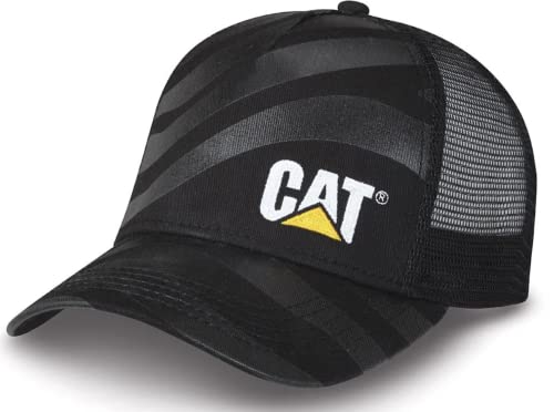 Caterpillar Equipment Black Zebra Print Snapback Mesh Cap/Hat