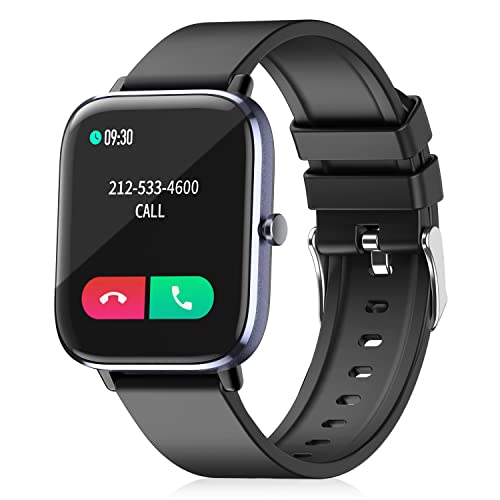 SOUYIE 2022 Smart Watch with Bluetooth Call for Men Women, IP67 Waterproof Fitness Tracker with 1.7″ HD Display Blood Pressure SpO2 Heart Rate Temperature Sleep Monitor for Android and iOS Phones