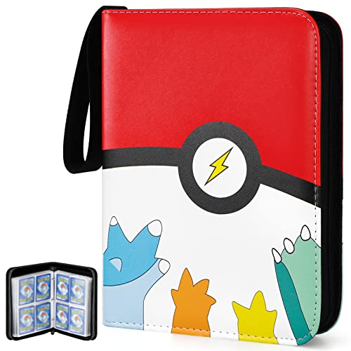AIMerss 440 Pockets Trading Card Binder with 55 Removable Card Sleeves, 4-Pocket Card Holder Book Compatible with Baseball Binder for Cards, Card Collector Album with Zipper Carrying Case