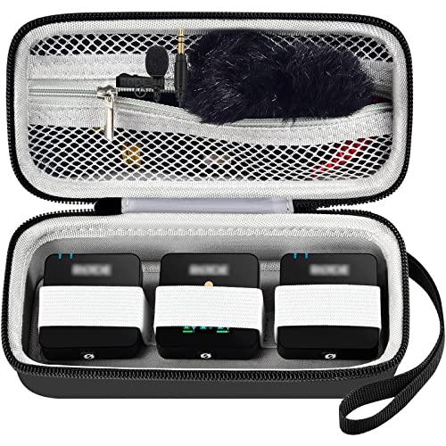 Case Compatible with Rode Microphones Wireless GO II Dual Channel Wireless System, Holder for Rode Wireless GO 2 Mic Receiver & Transmitter, Mesh Pocket for Lavalier GO/Cable (Box Only), Black