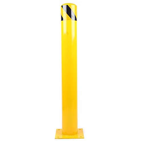36 x 4.5in Safety Bollard Post, Yellow Pipe Bollards Steel Parking Barrier for Garage or Parking Lot, Traffic Road Post Pile Steel Barrier Yellow Sign Pipe, Steel Pipe Safety Barrier Post