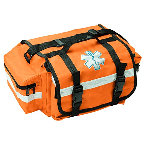 NOVAMEDIC Professional Empty Orange First Responder Bag, 17″ x 9″ x 7″, EMT Trauma First Aid Carrier for Paramedics and Emergency Medical Supplies Kit, Lightweight and Durable