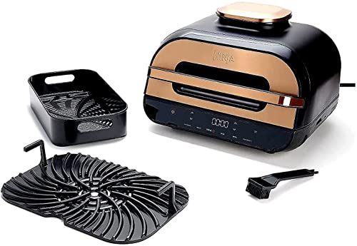 Ninja FG551 H Foodi Smart XL 6-in-1 Indoor (Copper color) with 4-Quart Air Fryer Roast Bake Dehydrate Broil and Leave-In Thermometer, with Extra Large Capacity, and a Stainless Steel Finish (Renewed)