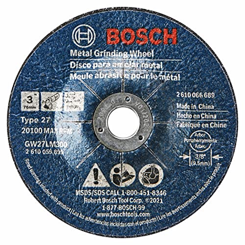 Bosch GW27LM300 3″ x 1/8″ 3/8 Arbor Type 27 30 Grit Metal Grinding Abrasive Wheel