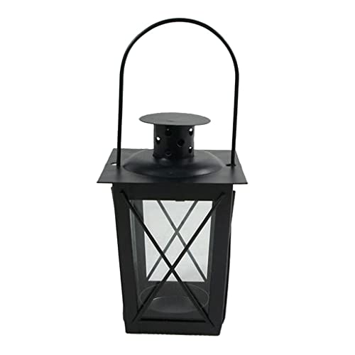 Homyl Metal Lantern Garden Lantern Wind Light Lantern Candle Holder Home Garden – Black, 6.69inch Height