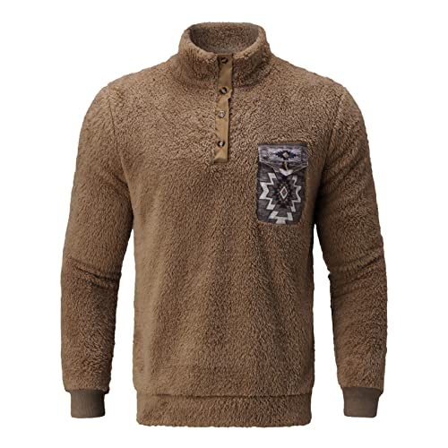 Plaid Shirts for Men,Men’s Long Flannel Plaid Lapel Long Sleeve Button Down Shirt Jacket Shacket Coat Coffee Plaid Shirt Men