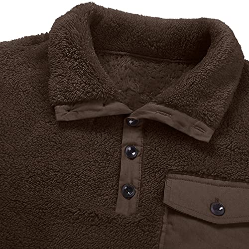 Plaid Shirts for Men,Men’s Casual Woolen Long Sleeve Button Down Plaid Shacket Shirt Jacket Tops Brown Plaid Shirt Men | The Storepaperoomates Retail Market - Fast Affordable Shopping