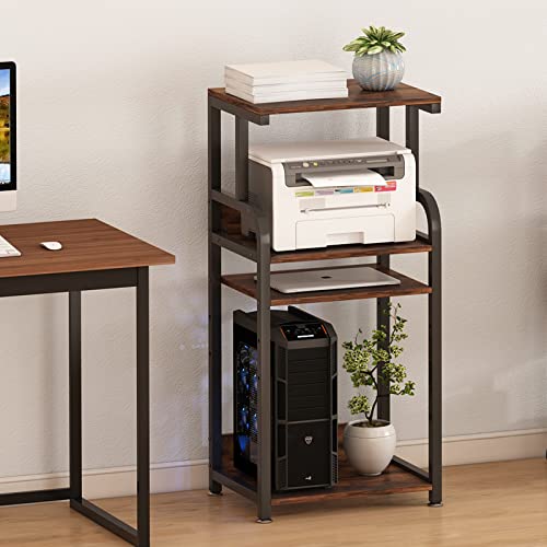 Fannova 4 Tier Printer Stand with Adjustable Storage Shelf, Large Tall Printer Table with Wheels for Home Office Small Spaces Organization, Stand Cart for Computer PC Tower CPU Shredder, Rustic Brown | The Storepaperoomates Retail Market - Fast Affordable Shopping