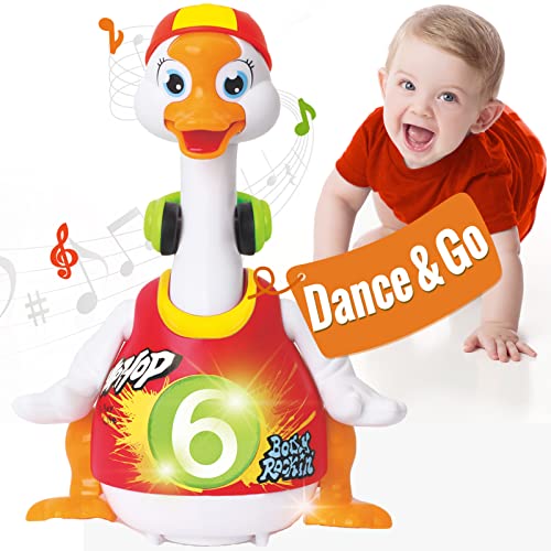 BABYFUNY Hiphop Goose Dancing Toys for Toddlers 1-3 with Music Singing Lights – Musical Toys for Toddlers 1-3，Baby Toys 12-18 Months – Gifts for 1 2 3 Year Old Boys Girls Toddlers – RED