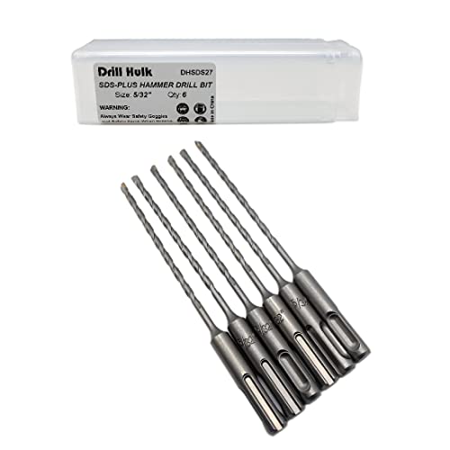 5/32-Inch Carbide-Tipped SDS-Plus Rotary Hammer Drill Bit for Concrete, Brick, Stone, Pack of 6