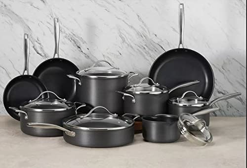 Member Mark 15 Piece Hard Anodized Aluminum Cookware Set With 7-Piece Kitchen Tools Set