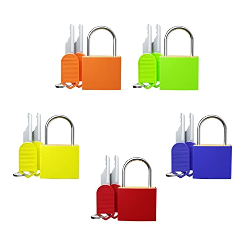 5Pcs Small Locks with Keys, Multicolor Luggage Locks ABS Plastic Covered Copper Keyed Padlock for Suitcase, Backpack, Gym Locker, Jewelry Box